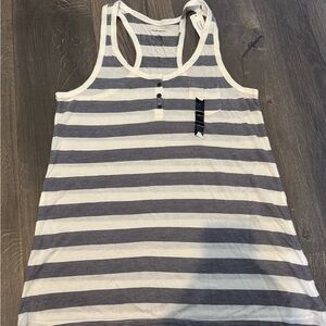 NWT Banana Republic Blue and Off-White Striped Tank Top Sz Large